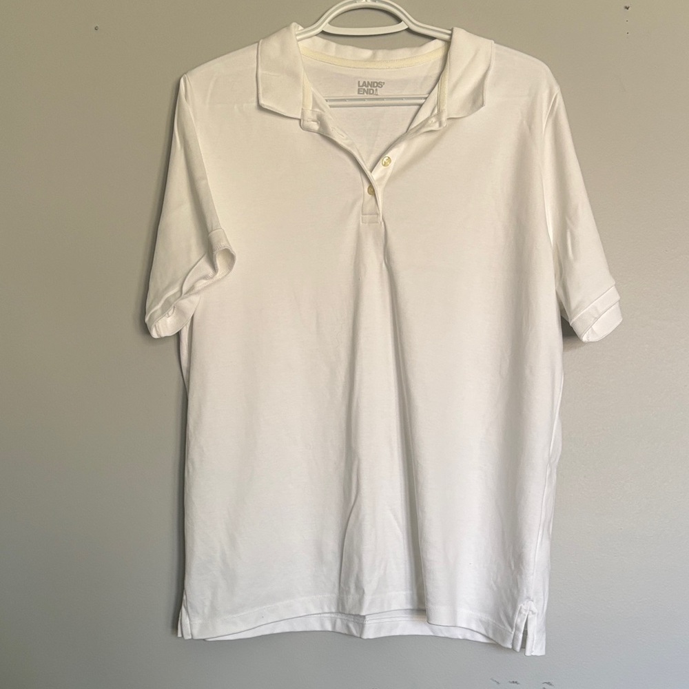 Lands' End Classic white cotton Polo